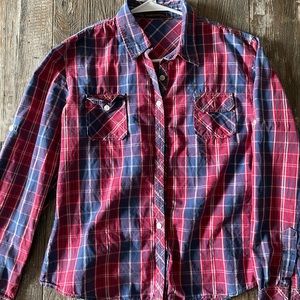 Women Red & Blue Plaid Shirt